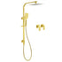 WELS Brushed Gold Square Shower 10" Thin Rain Head Handheld Silde Rail Arm 2in1 Taps Set