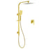 WELS Brushed Gold Square Shower 10" Large Rain Head Handheld Silde Rail Arm 2in1 Set + Mixer