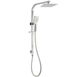 Brushed Nickel Square Twin Shower Set 8" Rain Head 3 Modes Handheld Silding Rail Arm