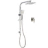 Brushed Nickel Square Twin Shower Set 8" Rain Head 3 Modes Handheld Silding Rail Mixer
