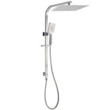 Brushed Nickel Square 2in1 Shower Set Large 12" Rain Head 3 Modes Handheld Silding Rail Arm