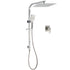 Brushed Nickel Square Twin Shower Set 12" Rain Head 3 Modes Handheld Silding Rail Wall Mixer