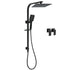 WELS Matt Black 2in1 Shower Set 10" Square Rain Head Handheld Silde Rail Arm Twin Taps
