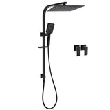 Dual Shower Set Matt Black 12" Rainfall Head 3 Modes Handheld Silding Rail Combo Double Taps