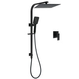 Dual Shower Set Matt Black 12" Rainfall Head 3 Modes Handheld Silding Rail Combo Mixer