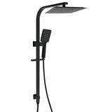 Matt Black Square 2in1 Shower 10" Rain Head 3 Modes Handheld Silde Rail Arm Set