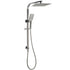 Gun Metal Double Square Shower Head Set 10" Rain Handheld Sliding Rail Diverter
