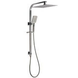 WELS Gun Metal Double Square Shower Head Set 12" Rain Handheld Sliding Rail 2 Way Switch