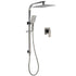 WELS Gun Metal Twin Shower Head Square Set 12" Rain Handheld Sliding Rail Diverter Wall Mixer