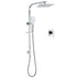 Chrome Twin Square Shower Set 8" Rain Shower Head 3 Function Handheld Rail Arm Mixer