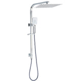 Chrome Dual Square Shower Set 12" Rain Shower Head 3 Function Handheld Rail Arm