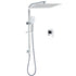 Chrome Dual Square Shower Set 16" Rain Shower Head 3 Function Handheld Rail Arm Mixer
