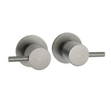 Gun Metal Grey Brass 1/4 Turn Round Hot Cold Tap Wall Set For Shower Vanity Spout