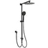 Matt Black Dual Round Shower Set 10" Rain Head 3 Mode Handheld Sliding Rail Arm Diverter