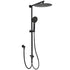 Matte Black Large 12" Round Shower Head Twin Set Handheld Diverter Wall Rail Arm