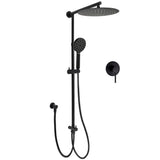WELS Matt Black Twin Round 12" Shower Head Set Handheld Flexible Rail Wall Arm Mixer