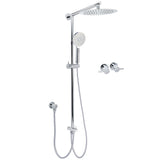 Chrome 10" Round Rain Handheld Twin Shower Head Arm Sliding Rail Arm Double Taps
