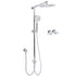 Chrome 10" Round Rain Handheld Twin Shower Head Arm Sliding Rail Arm Double Taps