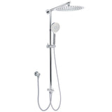 WELS Chrome Round Large 12" Rain Shower Head 3 Modes Handheld Wall Arm Rail 2in1 Set