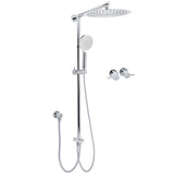 WELS Round Large 12" Rain 2in1 Shower Head 3 Modes Handheld Wall Rail Brass Twin Taps