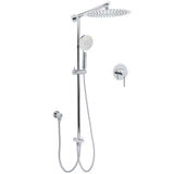 WELS Round 12" Rain Dual Shower Head 3 Modes Handheld Wall Rail Chrome Mixer Valve Set