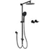 WELS Matt Black Twin Shower 8" Round Head Set Sliding Rail 3 Mode Handheld + Taps