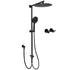 WELS Matte Black 12" 2in1 Round Shower Head Set Handheld Diverter Rail Wall Arm Twin Taps