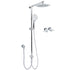 WELS Chrome Round 9" Rainfall Dual Shower Head & Handheld Sliding Rail Wall Arm Twin Taps