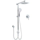 WELS Chrome Round 9" Rainfall Dual Shower Head & Handheld Sliding Rail Wall Arm + Single Mixer