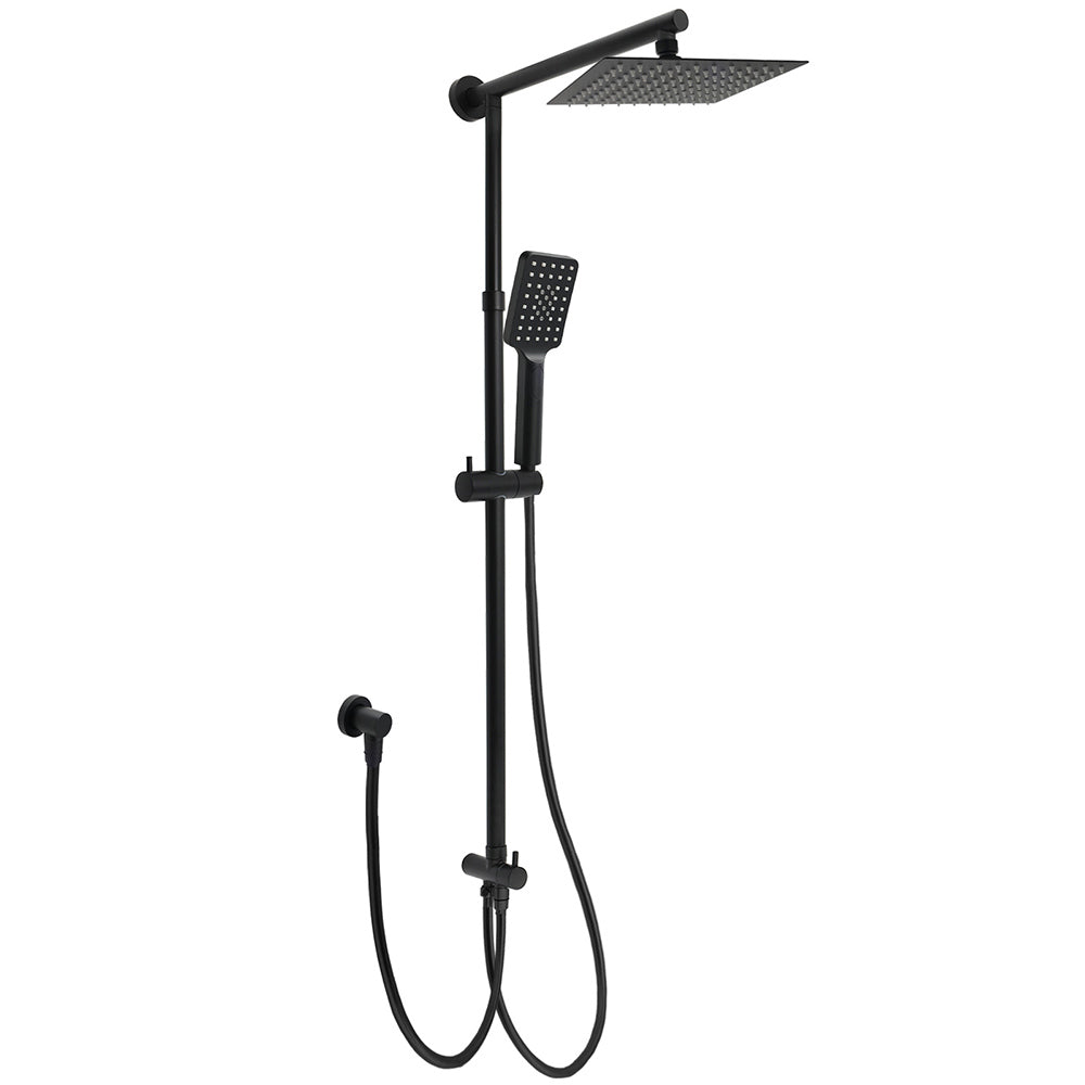 Matt Black 2in1 Set 8" Square Thin Shower Head Handheld Adjustable Silding Rail Arm