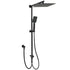 WELS Matt Black Dual Shower Large 12" Square Head Handheld Adjustable Silding Rail Set