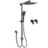 WELS Matt Black 2in1 Square 10" Rain Shower Head 3 Mode Handheld Adjustable Rail Twin Taps Set