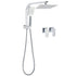 WELS Chrome Square Dual Rain Shower 8" Head 3 Mode Handheld Diverter Wall Arm Twin Taps Set
