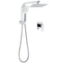 WELS Chrome Square Dual Rain Shower 8" Head 3 Mode Handheld Diverter Wall Arm Mixer Set