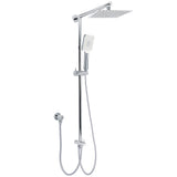 Chrome Square 8" Rain Shower Head 3 Mode Handheld Sliding Rail Arm 2 IN 1 Set Diverter