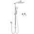 Square 8" Rain Shower Head 3 Mode Handheld Sliding Rail Arm 2 IN 1 Set Twin Taps