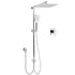 Chrome Square 10" Twin Shower Head Handheld Sliding Rail Set Wall Inlet Elbow With Mixer