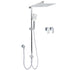 Double Square Shower Head 12" Rain Rose + 3 Modes Handheld Diverter Rail Arm Taps Set