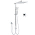 Double Square Shower Head 12" Rain Rose + 3 Modes Handheld Diverter Rail Arm Mixer Set