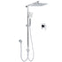WELS Chrome Square 10" Rain Shower Head 3 Mode Handheld Sliding Rail Wall Arm With Mixer