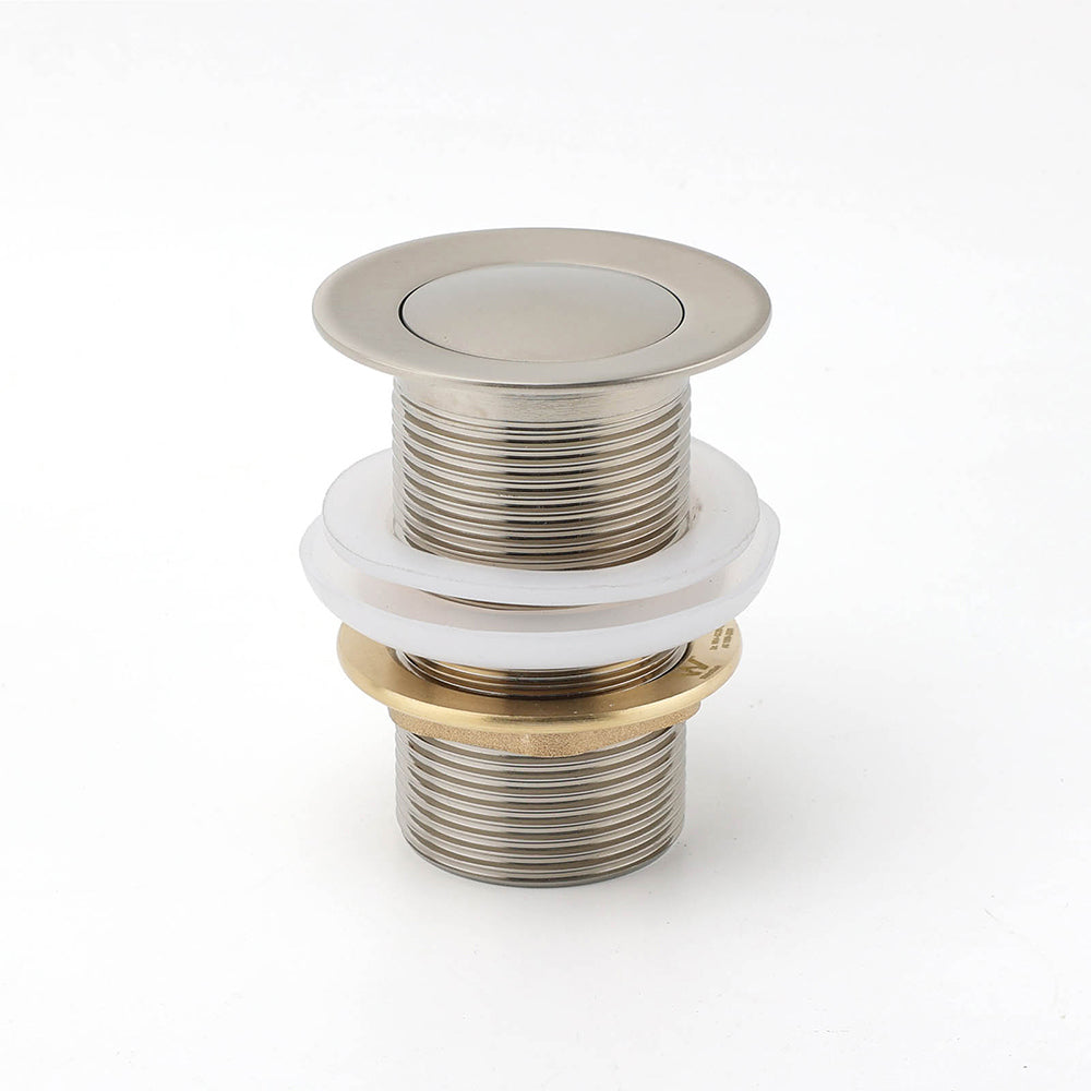 Brushed Nickel 32mm Push Pop Up Waste Plug Non-Overflow Basin Sink Drain Outlet