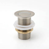 Brushed Nickel 32mm Push Pop Up Waste Plug Non-Overflow Basin Sink Drain Outlet