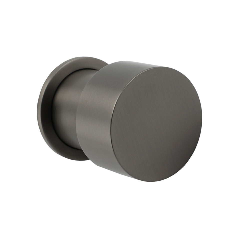 Gun Metal Round 1/4 Knob Handle Wall Mounted Shower Hot Cold Water Mixer Tap Kit