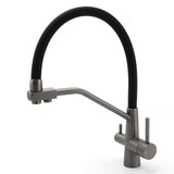 NEW Gun Metal Grey 3-Way Drink Pure Water Kitchen Mixer Pull Out Spout Sink Tap