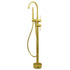 WELS Brushed Gold Bath Tub Mixer Tap Free Standing Faucet Spout Handheld Shower