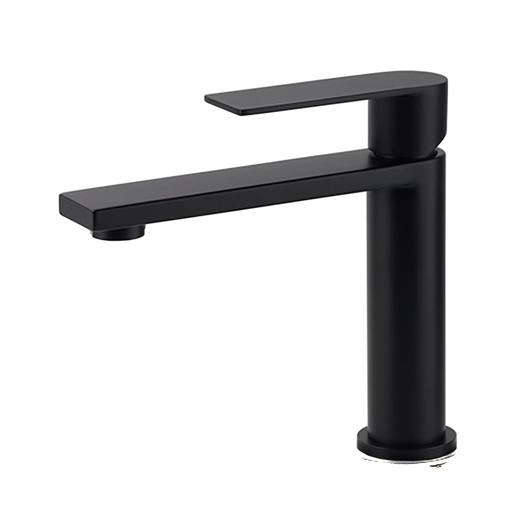 WELS Matt Black Square Short Basin Mixer Vanity Sink Faucet Laundry Spout Tap