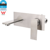 WELS Bruhsed Nickel Square Wall Concealed Basin Mixer Laundry Faucet Tap Spout