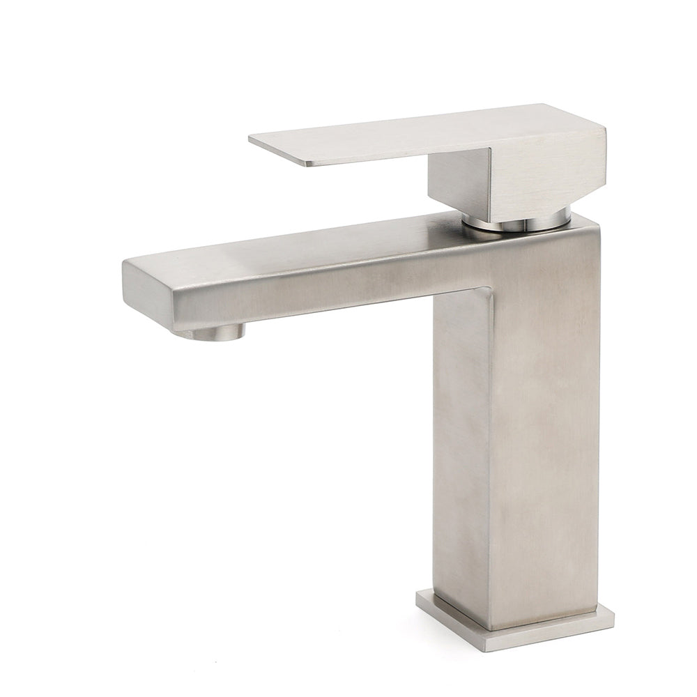 Square Classic 6L/m Basin Vessel Mixer Faucet Tap Kitchen Laundry Brushed Nickel