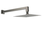 Gun Metal 8" Square Large Rainfall Shower Head 400mm Straight Wall Mounted Arm Set