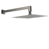 Gun Metal 10" Square Large Rainfall Shower Head 400mm Straight Wall Mounted Arm Set
